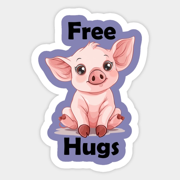 Free Hugs Pig Sticker by Aaron Grubb's Favorites